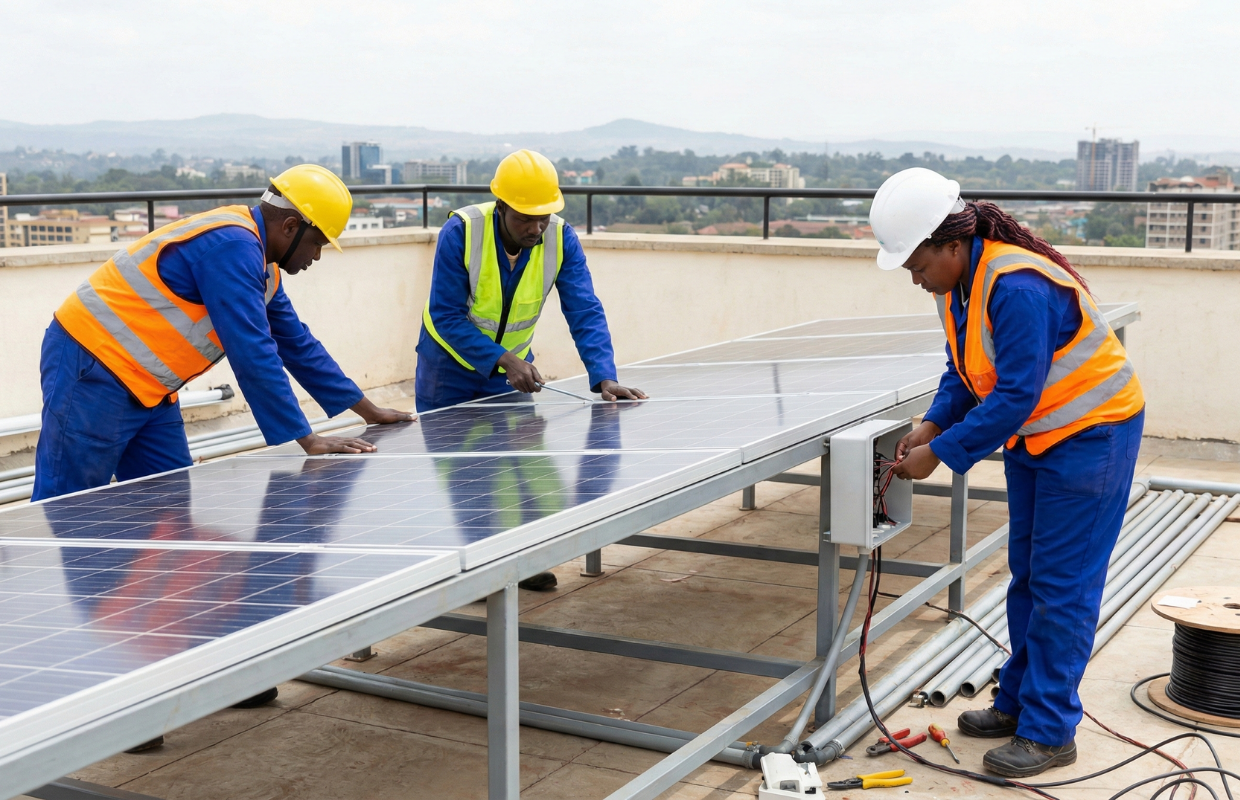Vue aérienne parc solaire Afrique
